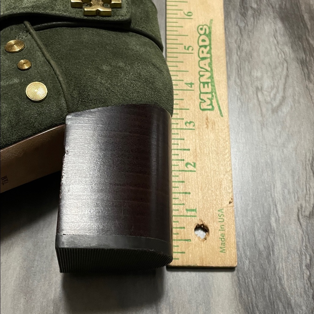 Tory Burch Green Suede Ankle Boots with Gold Studs - Picture 7 of 7
